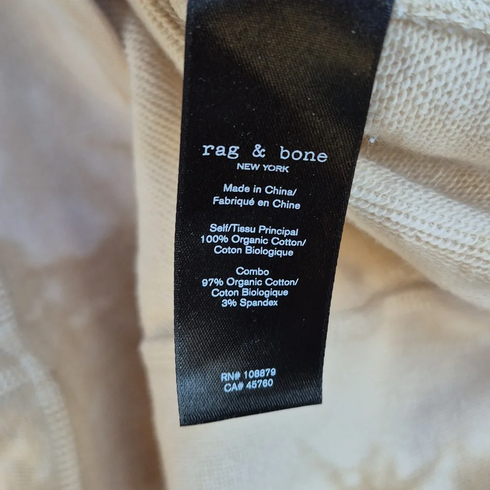RAG & BONE City Terry Beige‎ Tan Cream Tie Dye Cotton Large Mens Hoodie Sweater - Picture 11 of 12